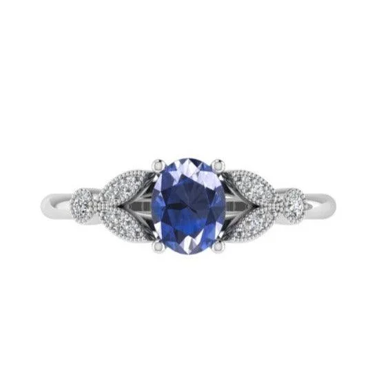 Commemorate rings with a diamond - and - turquoise combinationOval Blue Topaz and Diamond Leaf Ring Commemorate rings with a diamond - and - turquoise combinationOval Blue Topaz and Diamond Leaf Ring