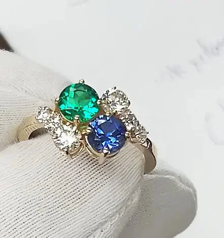 Rings to commemorate a significant travel memory with a map engravingRound Emerald and Sapphire Cluster Ring Rings to commemorate a significant travel memory with a map engravingRound Emerald and Sapphire Cluster Ring