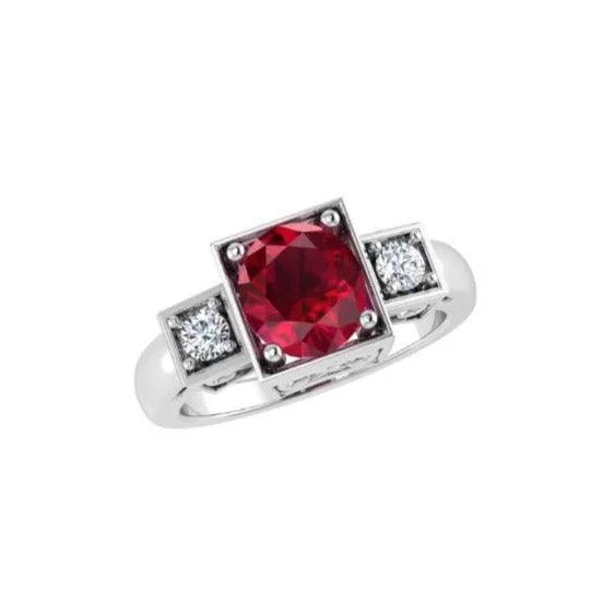 Commemorate rings with a diamond - and - moonstone combinationRuby and Diamond Three Stone Ring Commemorate rings with a diamond - and - moonstone combinationRuby and Diamond Three Stone Ring