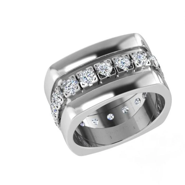 Rings to commemorate a friendship with a linked - heart designSquare shaped Mens Diamond Wide Band Ring 1.47 ct Rings to commemorate a friendship with a linked - heart designSquare shaped Mens Diamond Wide Band Ring 1.47 ct