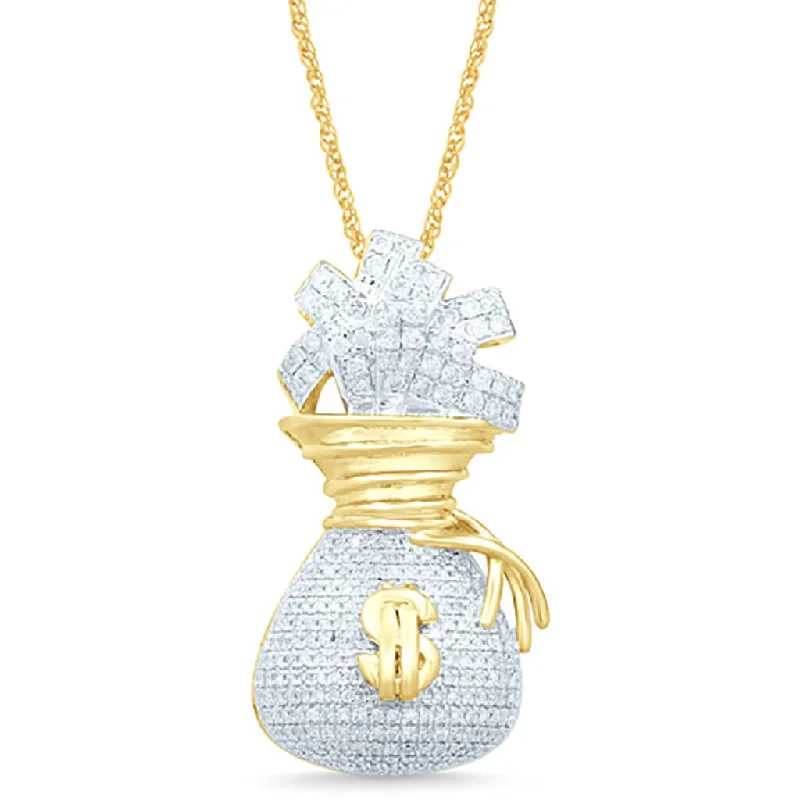 Statement - Making Large - Gemstone - Studded Geometric Pendant Necklace for Evening Parties10K 0.87- 0.91CT D-MONEY BAGS Statement - Making Large - Gemstone - Studded Geometric Pendant Necklace for Evening Parties10K 0.87- 0.91CT D-MONEY BAGS