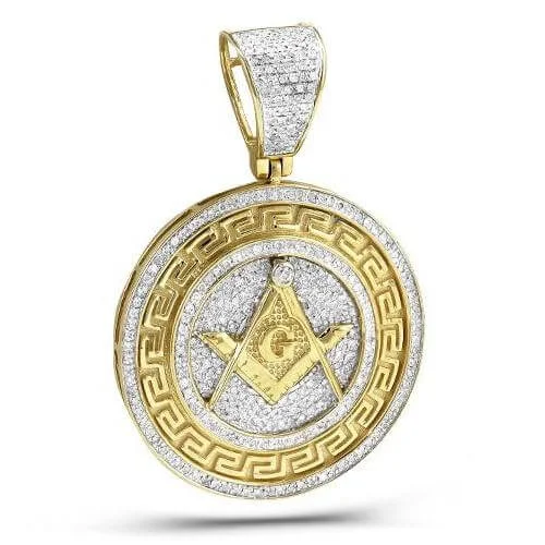 Tassel - Trimmed Amethyst Pendant Necklace for Festival - Goers10KY 0.85CTW DIAMOND GREEK KEY MASONIC MEDALLION Tassel - Trimmed Amethyst Pendant Necklace for Festival - Goers10KY 0.85CTW DIAMOND GREEK KEY MASONIC MEDALLION