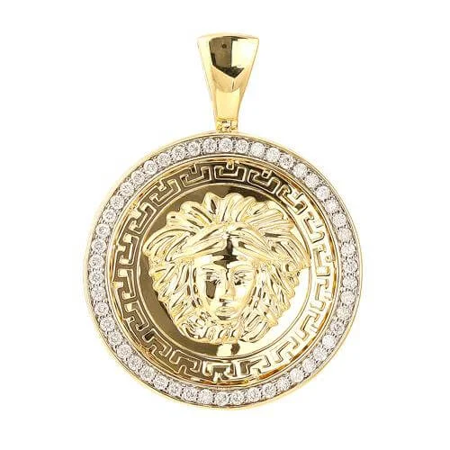 Pave - Set Cubic Zirconia Crown Pendant Necklace for Little Princess - Themed Birthday Parties10KY 1.15CTW DIAMOND MEDUSA MEDALLION Pave - Set Cubic Zirconia Crown Pendant Necklace for Little Princess - Themed Birthday Parties10KY 1.15CTW DIAMOND MEDUSA MEDALLION