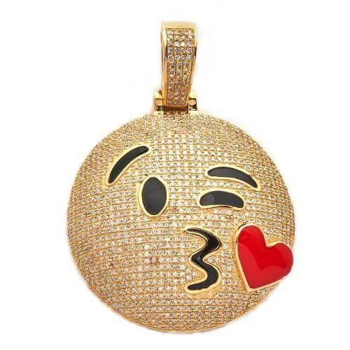 Pave - Set Cubic Zirconia Crown Pendant Necklace for Little Princess - Themed Birthday Parties10KY 2.00CTW DIAMOND BLOWING KISS EMOJI PENDANT Pave - Set Cubic Zirconia Crown Pendant Necklace for Little Princess - Themed Birthday Parties10KY 2.00CTW DIAMOND BLOWING KISS EMOJI PENDANT