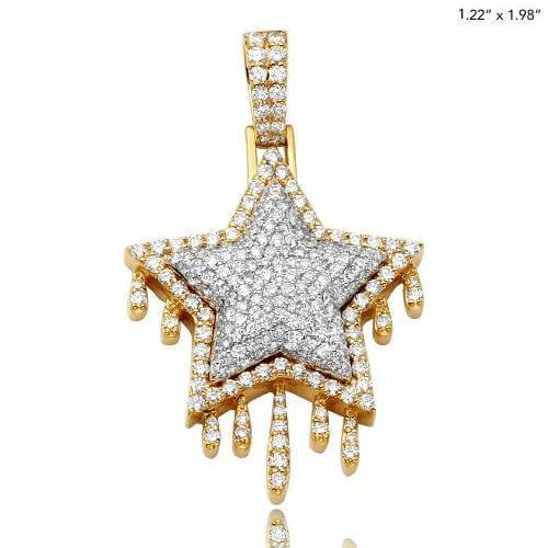 Tassel - Trimmed Amethyst Pendant Necklace for Festival - Goers10KY 3.80CTW DIAMOND DRIPPING STAR PENDANT Tassel - Trimmed Amethyst Pendant Necklace for Festival - Goers10KY 3.80CTW DIAMOND DRIPPING STAR PENDANT