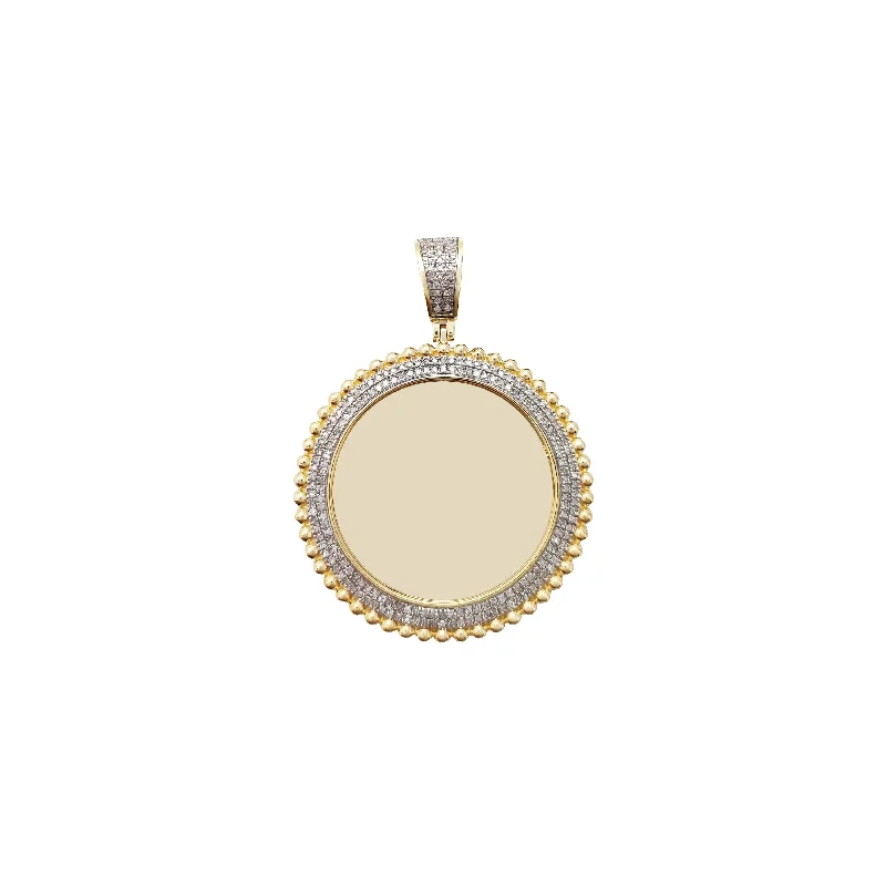 Double - Sided Pendant Necklace with a Photo Insert for Memory - KeepersDiamond Budded Pave Round Memorial Picture Medallion Pendant (10K) Double - Sided Pendant Necklace with a Photo Insert for Memory - KeepersDiamond Budded Pave Round Memorial Picture Medallion Pendant (10K)