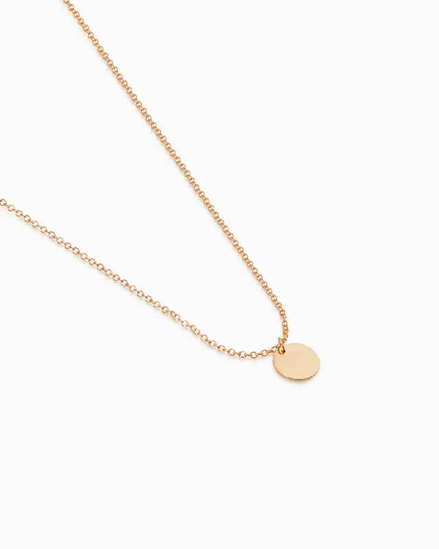 LED - Illuminated Moon Pendant Necklace for Nighttime EventsDisc Necklace | Solid Rose Gold LED - Illuminated Moon Pendant Necklace for Nighttime EventsDisc Necklace | Solid Rose Gold