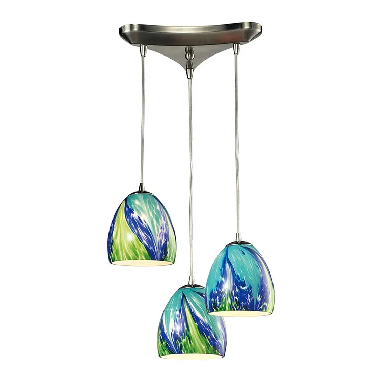 Adjustable - Length Turquoise - Inlaid Teardrop Pendant Necklace for TravelersColorwave Three-Light Triangular Pan Pendant Adjustable - Length Turquoise - Inlaid Teardrop Pendant Necklace for TravelersColorwave Three-Light Triangular Pan Pendant