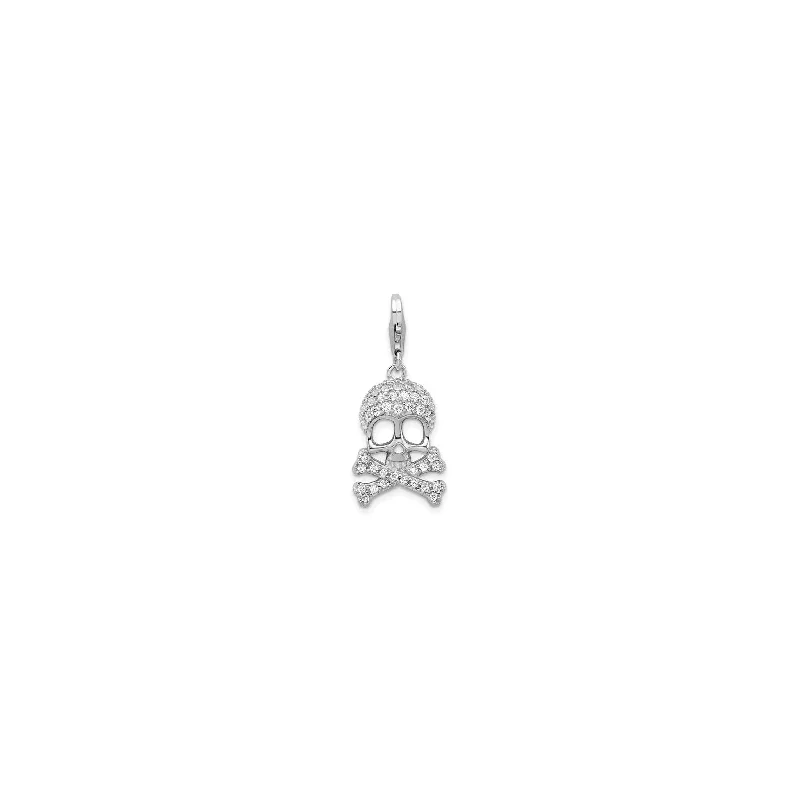 Statement - Making Large - Gemstone - Studded Geometric Pendant Necklace for Evening PartiesIcy Skull and Crossbones Pendant (Silver) Statement - Making Large - Gemstone - Studded Geometric Pendant Necklace for Evening PartiesIcy Skull and Crossbones Pendant (Silver)