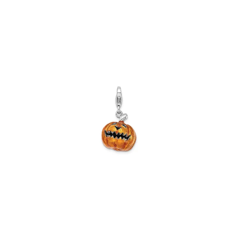 Magnetic - Closure Pendant Necklace with a Hidden Compartment for Secret KeepersJack-O'-Lantern Charm (Silver) Magnetic - Closure Pendant Necklace with a Hidden Compartment for Secret KeepersJack-O'-Lantern Charm (Silver)