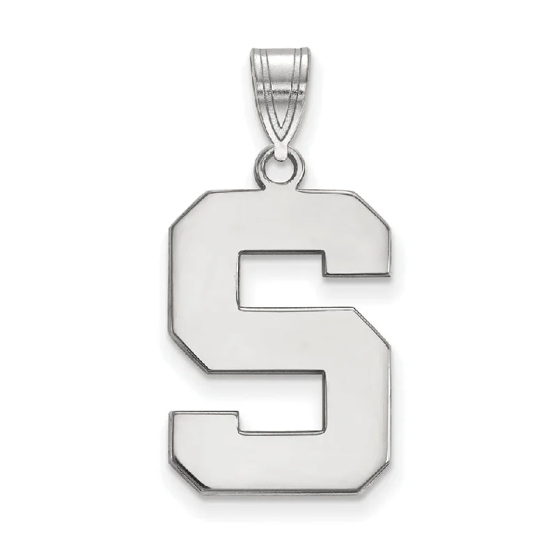 Tassel - Trimmed Amethyst Pendant Necklace for Festival - GoersSterling Silver Michigan State Large Initial S Pendant
