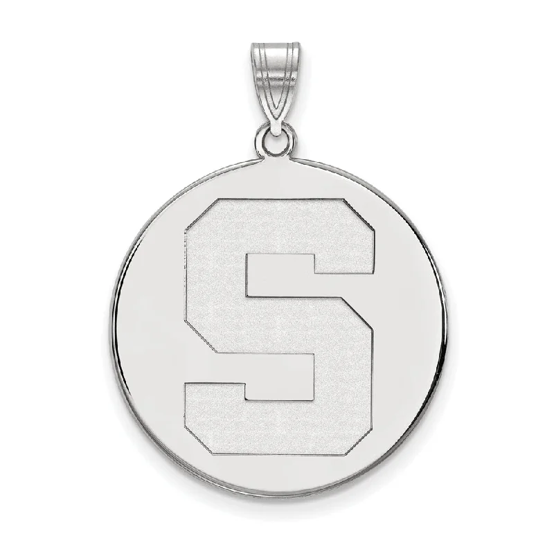 Custom - Engraved Initial Pendant Necklace in Sterling Silver for Mother's Day GiftSterling Silver Michigan State XL Initial S Disc Pendant Custom - Engraved Initial Pendant Necklace in Sterling Silver for Mother's Day GiftSterling Silver Michigan State XL Initial S Disc Pendant