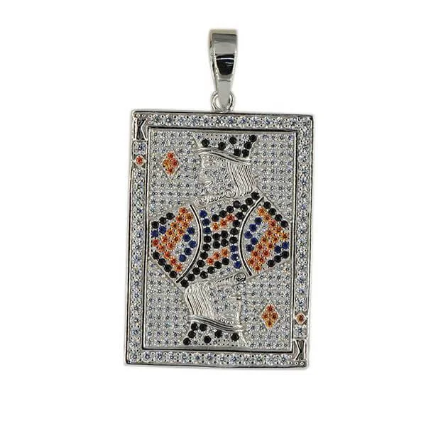 Hypoallergenic Stainless Steel Dog Tag Pendant Necklace for Active MenSILVER KING CARD PENDANT Hypoallergenic Stainless Steel Dog Tag Pendant Necklace for Active MenSILVER KING CARD PENDANT