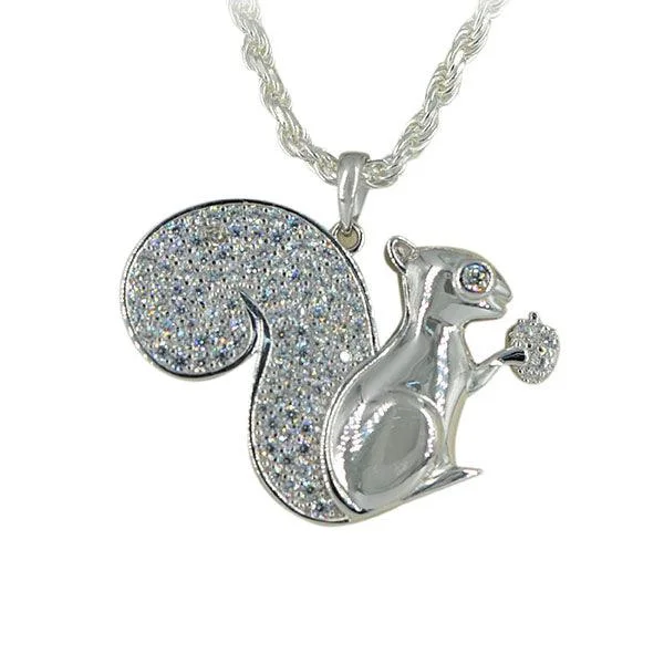 Custom - Engraved Initial Pendant Necklace in Sterling Silver for Mother's Day GiftSILVER SQUIRREL PENDANT Custom - Engraved Initial Pendant Necklace in Sterling Silver for Mother's Day GiftSILVER SQUIRREL PENDANT