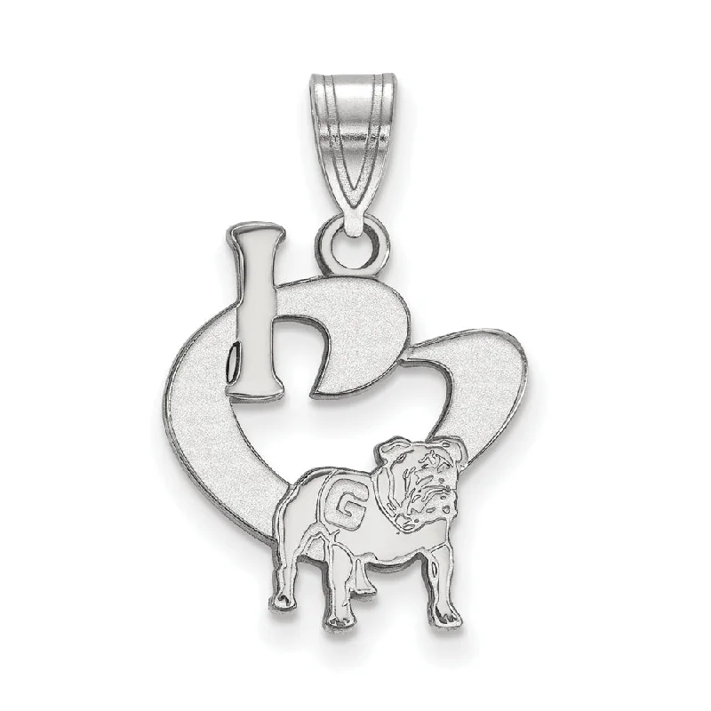 Custom - Engraved Initial Pendant Necklace in Sterling Silver for Mother's Day GiftSterling Silver U. of Georgia Large I Love Logo Pendant Custom - Engraved Initial Pendant Necklace in Sterling Silver for Mother's Day GiftSterling Silver U. of Georgia Large I Love Logo Pendant