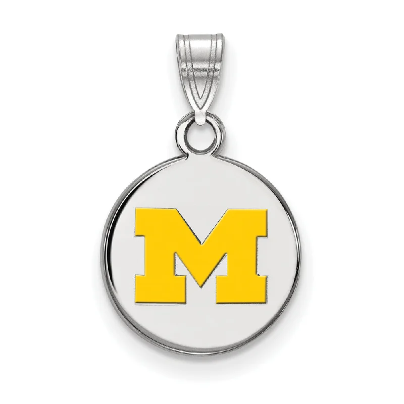 Custom - Engraved Initial Pendant Necklace in Sterling Silver for Mother's Day GiftSterling Silver U. of Michigan Small Yellow Enamel Disc Pendant Custom - Engraved Initial Pendant Necklace in Sterling Silver for Mother's Day GiftSterling Silver U. of Michigan Small Yellow Enamel Disc Pendant