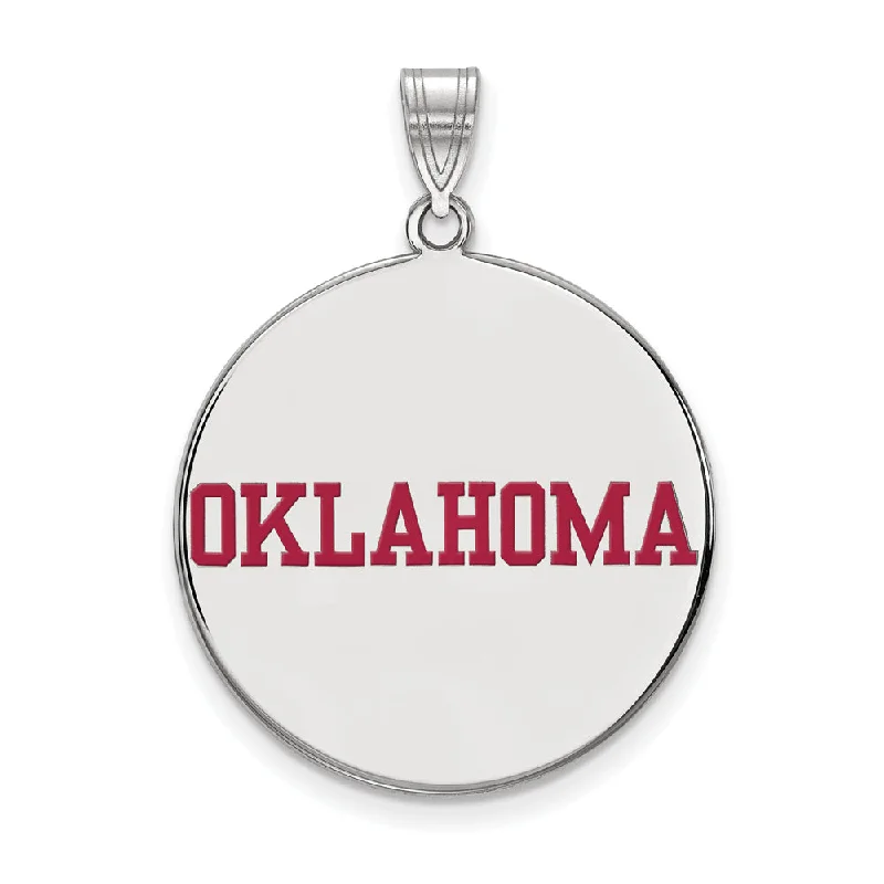 Custom - Engraved Initial Pendant Necklace in Sterling Silver for Mother's Day GiftSterling Silver U. of Oklahoma XL Enamel Disc Pendant