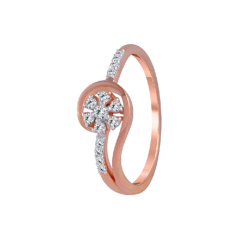 Signature - Design Women's Diamond Rings with a Brand - Specific Pattern and High - Quality Diamonds14KT (585) Rose Gold And Diamond Ring For Women Signature - Design Women's Diamond Rings with a Brand - Specific Pattern and High - Quality Diamonds14KT (585) Rose Gold And Diamond Ring For Women