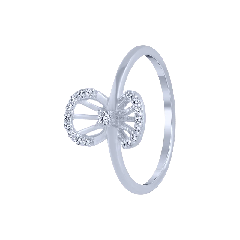 Women's Diamond Rings with Side - Stone Pave Setting for a Sparkling and Continuous Shine14KT (585) White Gold And Diamond Ring For Women Women's Diamond Rings with Side - Stone Pave Setting for a Sparkling and Continuous Shine14KT (585) White Gold And Diamond Ring For Women