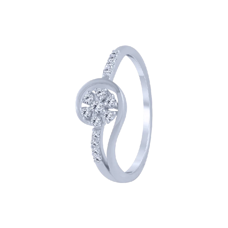 Cathedral - Style Women's Diamond Rings with a Raised Center Setting and Elaborate Metalwork14KT (585) White Gold And Diamond Ring For Women Cathedral - Style Women's Diamond Rings with a Raised Center Setting and Elaborate Metalwork14KT (585) White Gold And Diamond Ring For Women