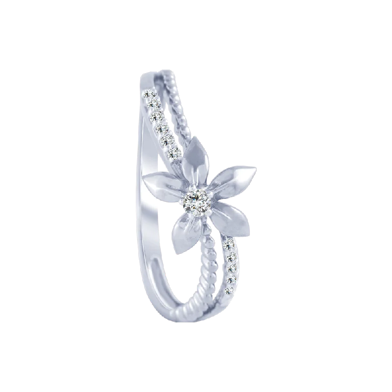 Halo - Style Women's Diamond Rings with a Center Diamond Surrounded by Smaller Diamonds in 18K Gold14KT (585) White Gold And Diamond Ring For Women Halo - Style Women's Diamond Rings with a Center Diamond Surrounded by Smaller Diamonds in 18K Gold14KT (585) White Gold And Diamond Ring For Women