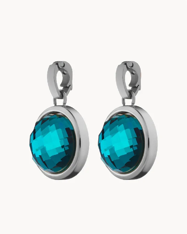   Birthstone Meaning Signature Earring Pendants, Silver