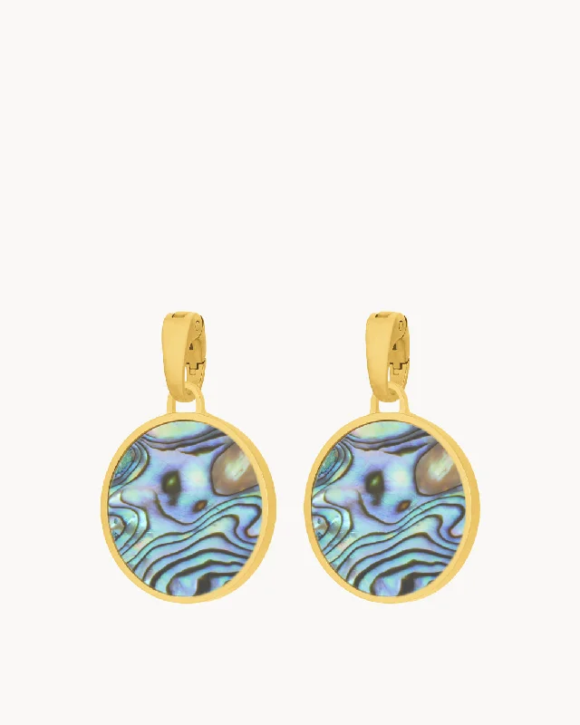 Dainty Fearlessness Abalone Statement Pendant, Gold Earring Pendants