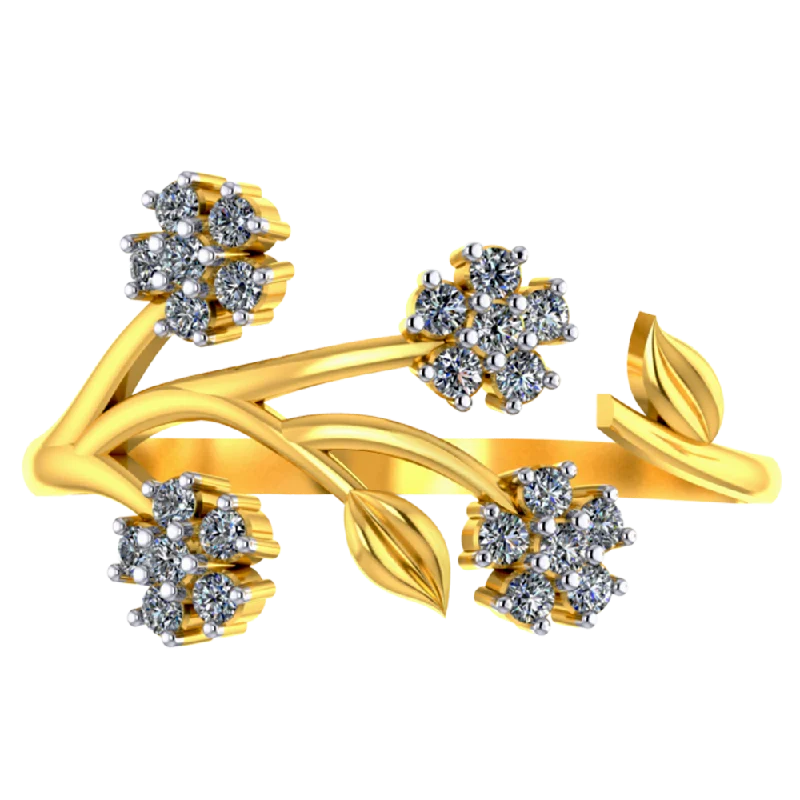 Marquise - Cut Women's Diamond Rings in Palladium for a Unique and Elongated ShapeExquisite 14k Gold Flower Branch Design Diamond Ring For Women Marquise - Cut Women's Diamond Rings in Palladium for a Unique and Elongated ShapeExquisite 14k Gold Flower Branch Design Diamond Ring For Women