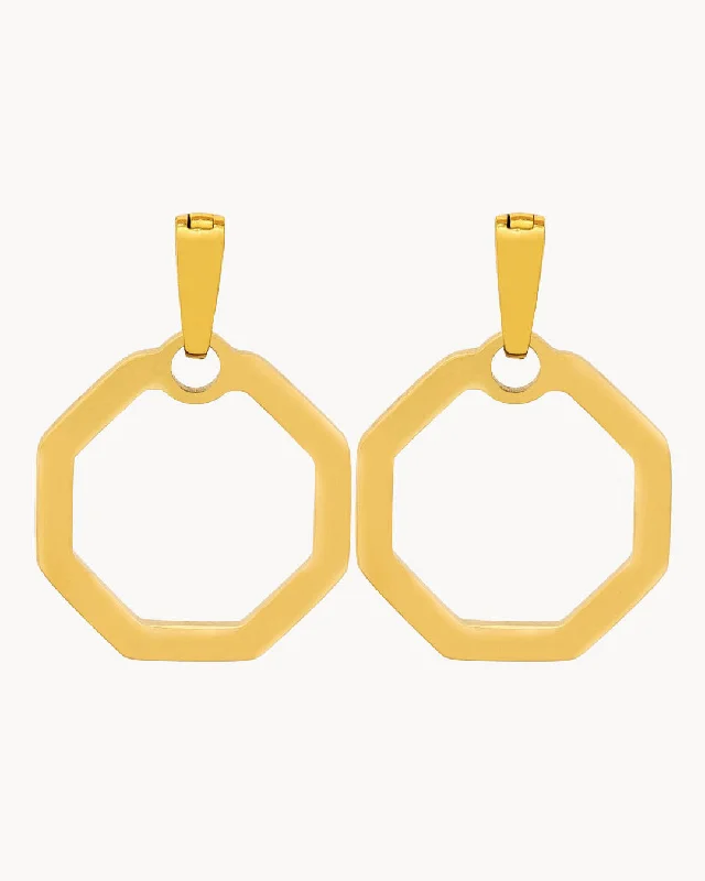 Octagon Ħabbata Earring Pendants, Gold