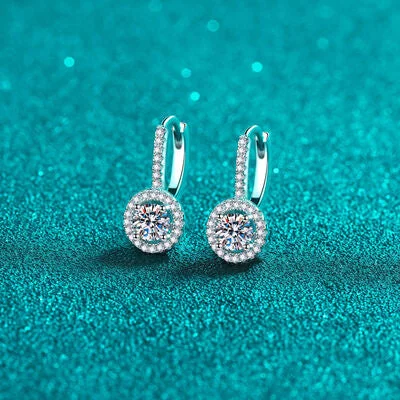 Silver hoop earrings1 Carat Moissanite 925 Sterling Silver Earrings