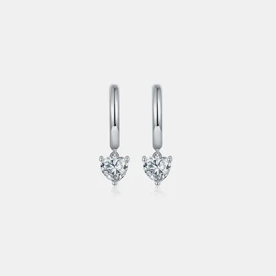 Trendy hoop earrings1 Carat Moissanite 925 Sterling Silver Heart Earrings