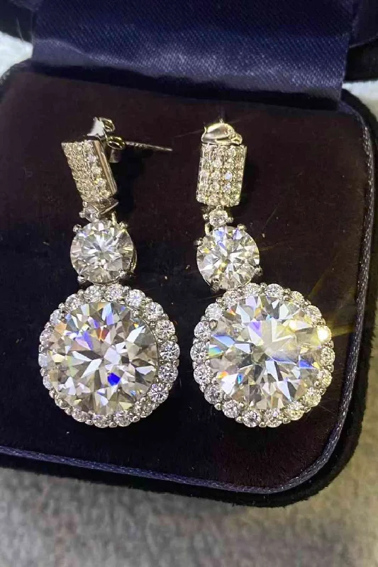 Diamond hoop earrings12 Carat Moissanite Platinum-Plated Drop Earrings