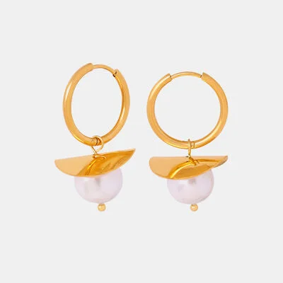 Everyday hoop earrings18K Gold-Plated Bead Dangle Earrings