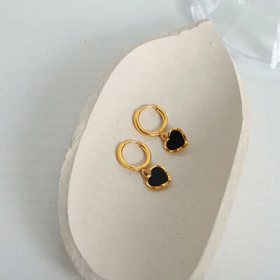 Oval hoop earrings18K Gold-Plated Heart Drop Earrings