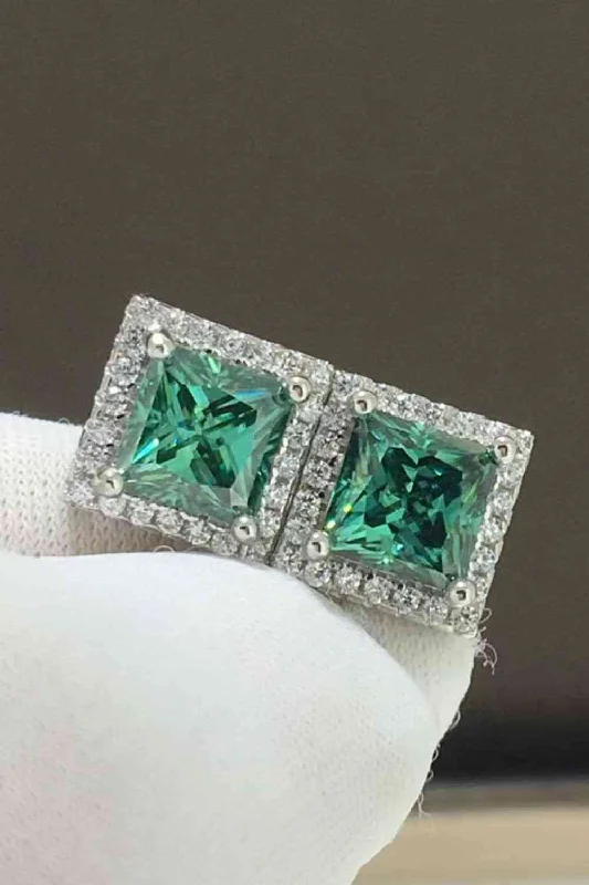 Small hoop earrings2 Carat Moissanite Square Stud Earrings