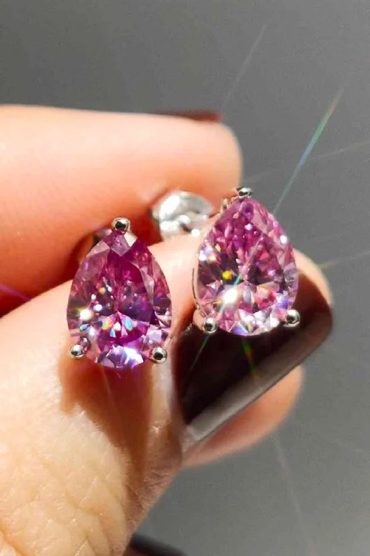 Vintage hoop earrings2 Carat Teardrop Moissanite Platinum-Plated Stud Earrings