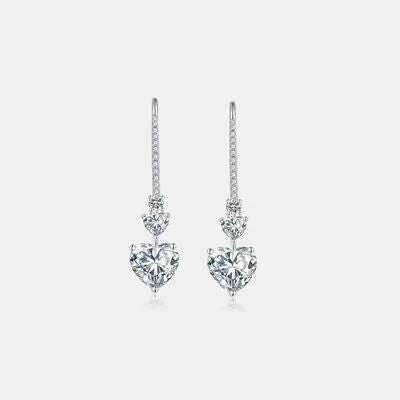 Beaded hoop earrings5.44 Carat 925 Sterling Silver Moissanite Heart Drop Earrings