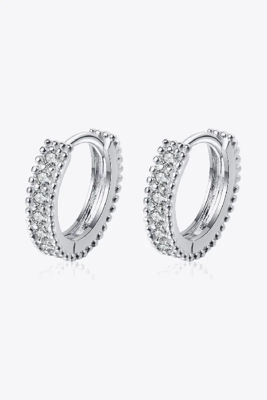 Personalized hoop earrings925 Sterling Silver Inlaid Moissanite Huggie Earrings