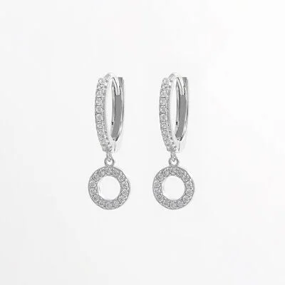 Huggie hoop earrings925 Sterling Silver Inlaid Zircon Hoop Dangle Earrings