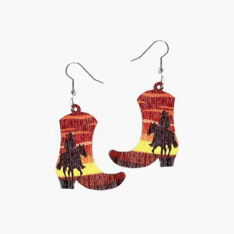 Beaded hoop earringsBoots Shape Wooden Dangle Earrings
