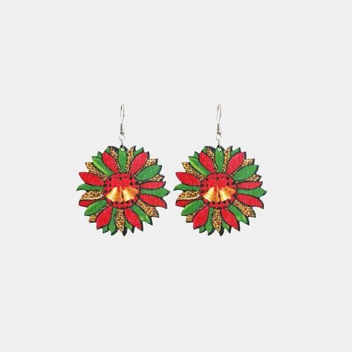 Oval hoop earringsChristmas Themed Wood Dangle Earrings