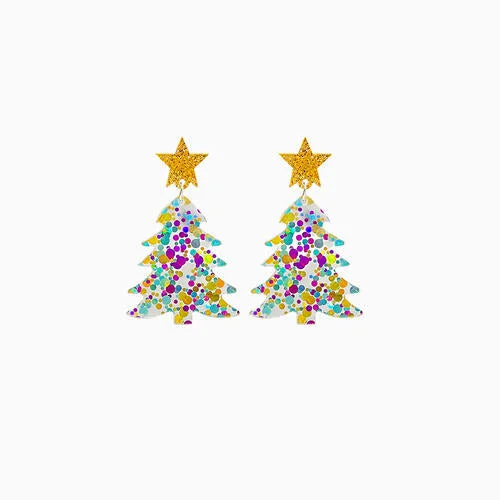 Hypoallergenic hoop earringsChristmas Tree Acrylic Dangle Earrings