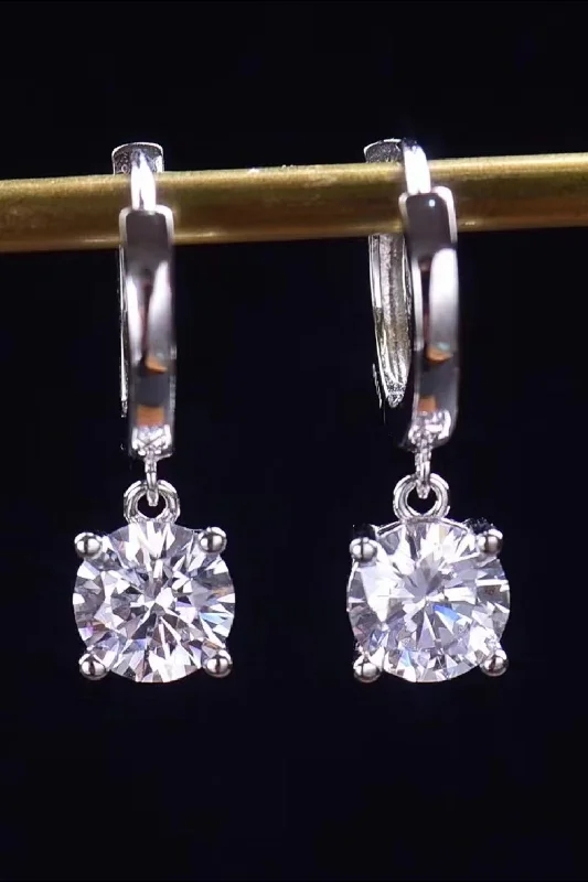 Gold hoop earringsFeel The Surprise 1 Carat Moissanite Platinum-Plated Drop Earrings