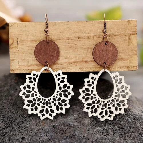 Rose gold hoop earringsGeometric Cutout Dangle Earrings