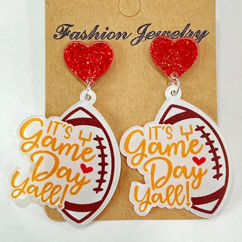 Huggie hoop earringsHeart Shape Sports Theme Acrylic Dangle Earrings