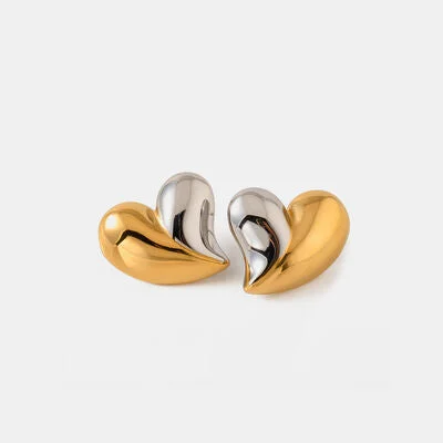 Silver hoop earringsHeart Shape Stainless Steel Stud Earrings