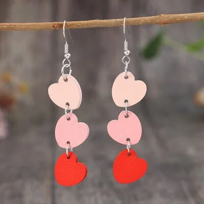 Minimalist hoop earringsHeart Wood Dangle Earrings