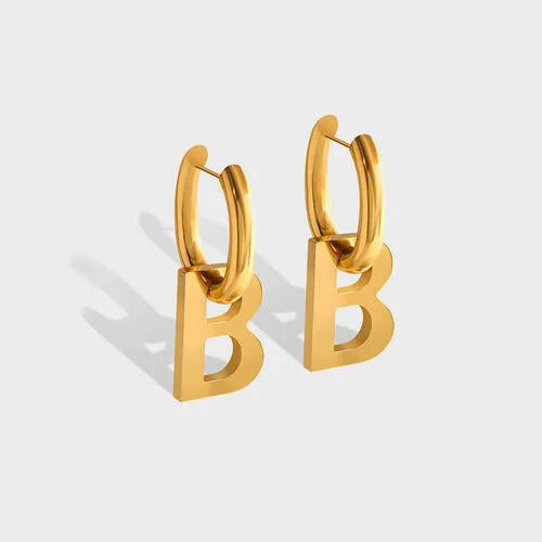 Silver hoop earringsLetter B Titanium Steel Earrings