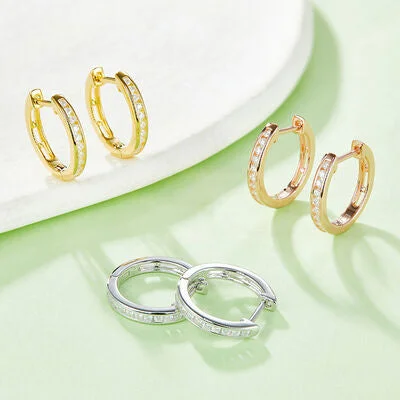 Vintage hoop earringsMoissanite 925 Sterling Silver Huggie Earrings