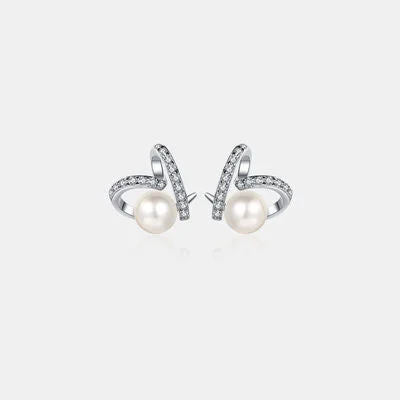 Trendy hoop earringsPearl Moissanite 925 Sterling Silver Earrings